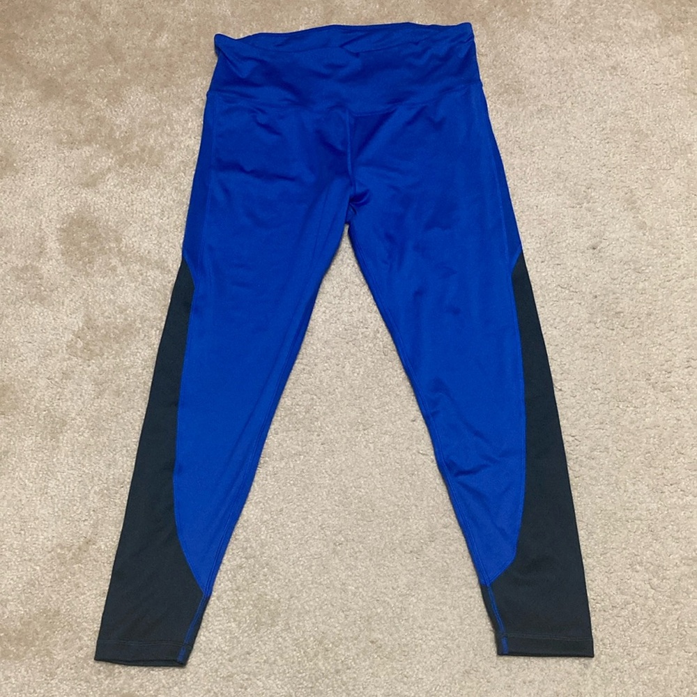 Reebok Blue and Black Track Pants Athletic Stretch Fit
